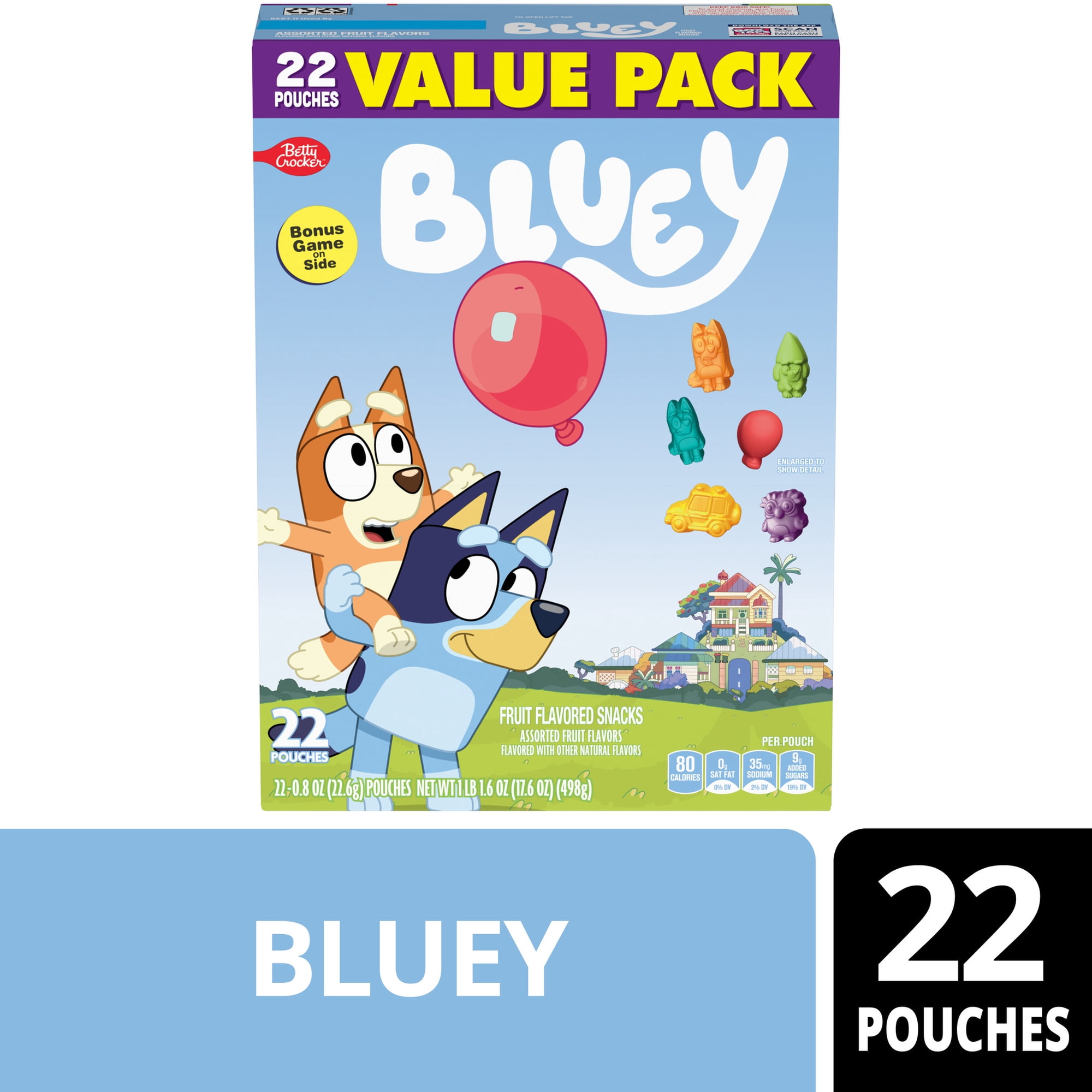 Bluey Fruit Flavored Snacks, Gluten Free, Assorted Pouches (22 Count)