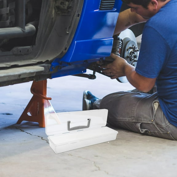 KONTONTY Portable Tool Box with Transparent Lid for Nuts and Bolts Storage Black PP Material