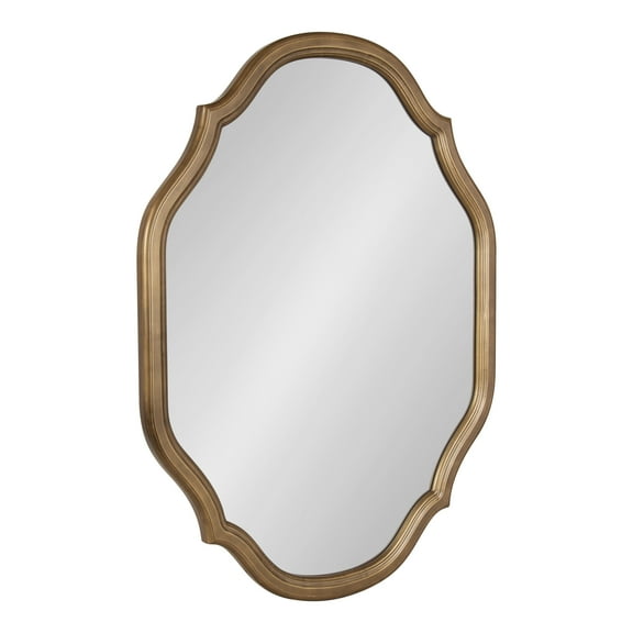 Kate and Laurel Augustina Glam Scalloped Mirror, 27 x 37, Antique Gold, Vintage Golden Framed Wall Mirror