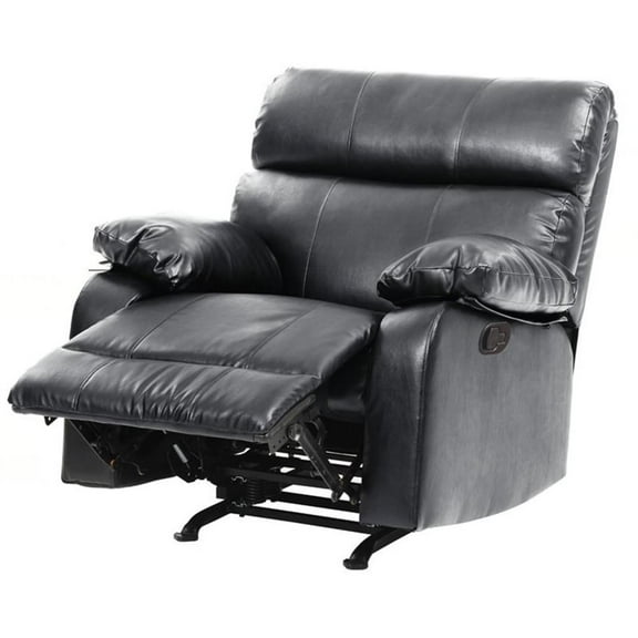 Bowery Hill Contemporary Faux Leather Rocker Recliner in Black