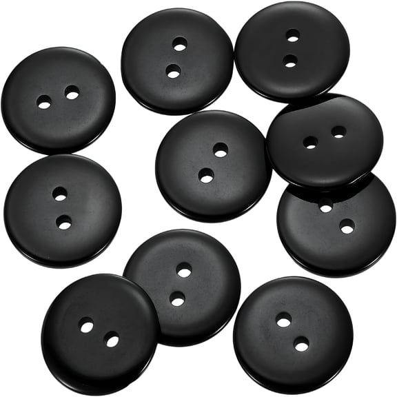 TUWAFE 10pcs Resin Sewing Button,20mm (3/4-inch) 2 Holes Round Craft Decorative Buttons for Coat,Clothes Holiday Decoration,Black