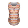 thumbnail image 3 of DYMADE Women Print Wide Strap Undershirts Retro Sleeveless Button Tunic Summer Tank, 3 of 8