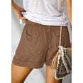thumbnail image 3 of SHEWIN Women's Comfy Drawstring Elastic Waist Shorts Summer Casual Loose Mid Rise Sports Short Pants with Pockets Brown, 3 of 7