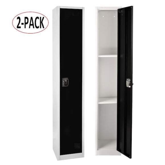 AdirOffice 72 Po x 12 Po x 12 Po Serrure à Clé à Paliers en Acier à 1 Compartiment pour Rangement, Noire, Lot de 2