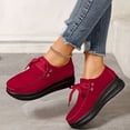 thumbnail image 3 of Women's Casual Suede Dress Shoes Comfortable Platform Wide Toe Box Non Slip Walking Shoes Vintage Lace Up Sneakers Red Size 6.5, 3 of 6