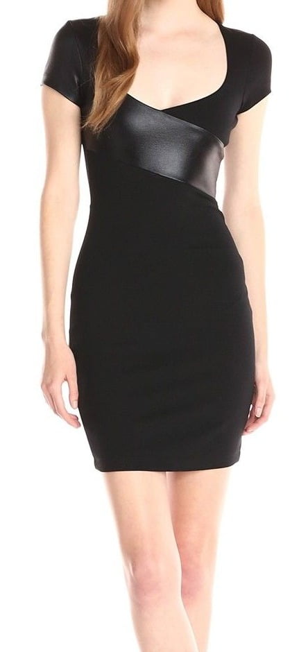 Leather panel sheath dress for women quebec city