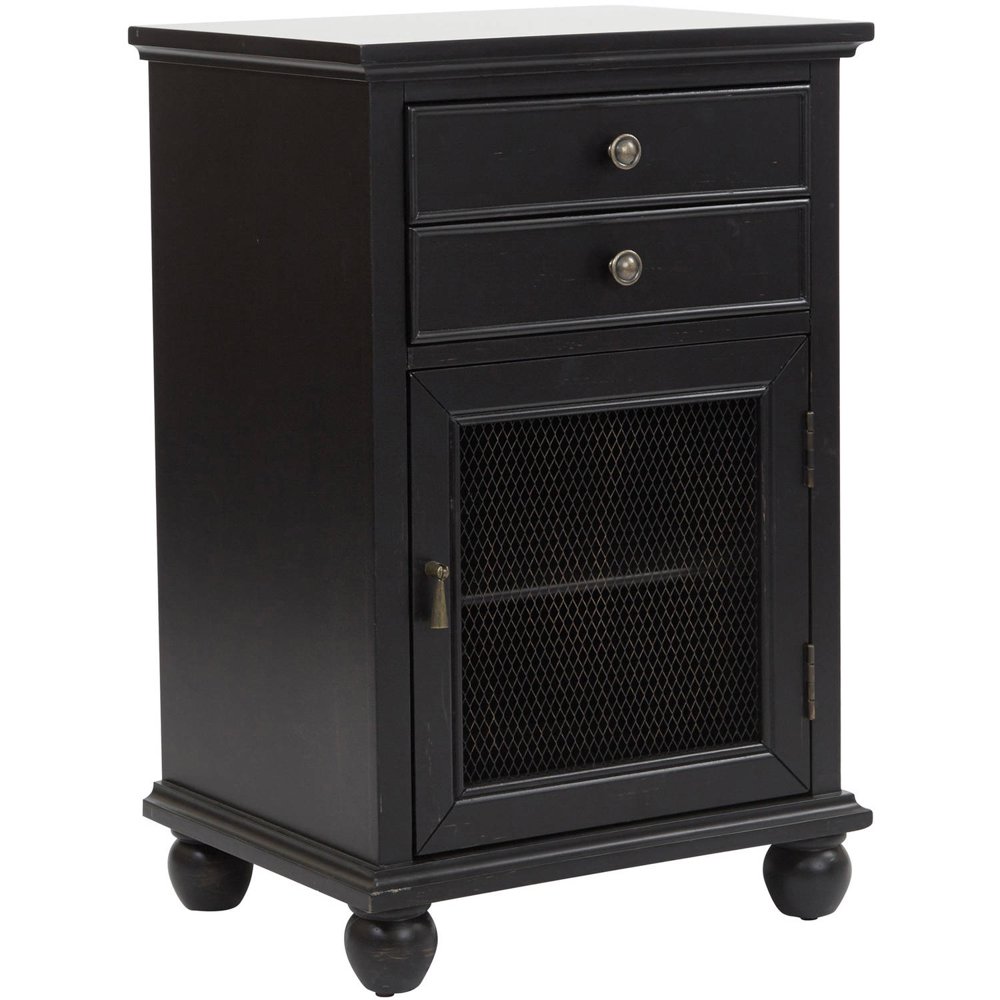 OSP Home Furnishings Alton Storage in Antique Black, Fully