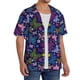 thumbnail image 2 of Fotbe Colorful Butterflies Camisa Estampada de Manga Corta para Hombre, Casual de Verano, Estilo Playero, Sin Arrugas-Small, 2 of 5