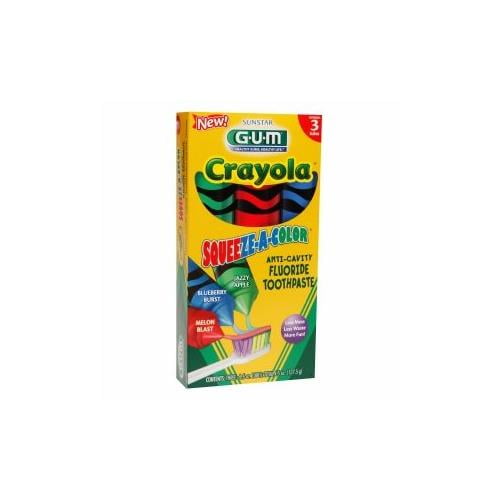6 Pack GUM Crayola SQUEEZEACOLOR Toothpaste, Kid's Toothpaste 1.5 Oz