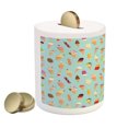thumbnail image 2 of Ice Cream Piggy Bank, Mix Yummy Dessert Chocolate and Fruit Flavor Toppings Cones Illustration, Ceramic Coin Bank Money Box for Cash Saving, 3.6" X 3.2", Multicolor, by Ambesonne, 2 of 4
