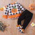 thumbnail image 2 of KPOPLK Toddler Baby Girl Clothes 12 18 24 Months 2t 3t 4t 5t Plaid Pumpkin Print Ruffle Top + Pants 2 Piece Outfit Set,Size 3-4 Years, 2 of 9