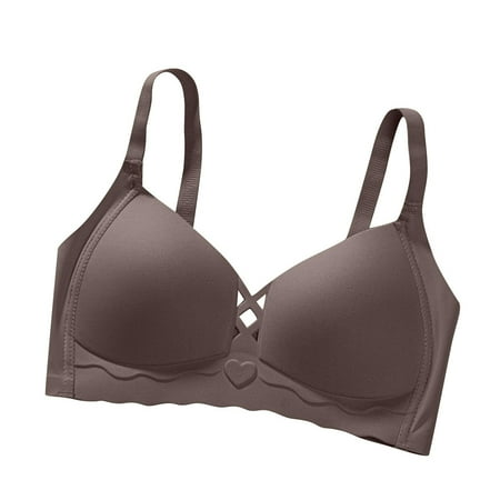 Gnurob Women s Wireless Bra  Sexy Push Up Bralettes Adjustable Strap Brassiere Beauty Back Smoothing Bralette Comfort Revolution Full-Coverage Wirefree Bras for Women Clearance Saving Coffee X-Large