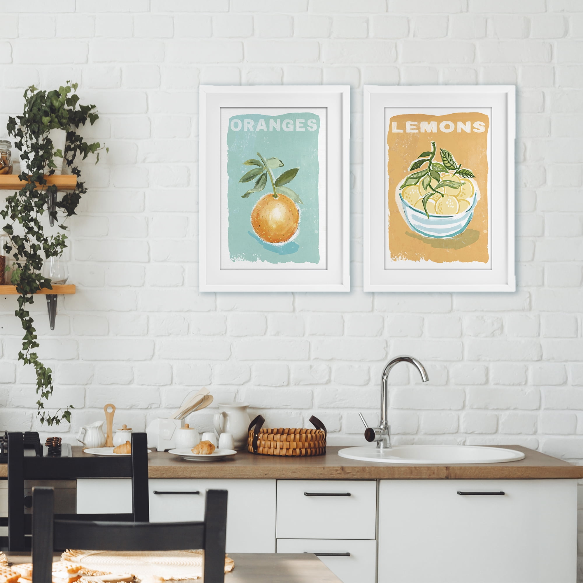 Stupell Industries Citrus Twist Motif 2 Piece White Framed Print Under Glass Set, design by Chad Barrett