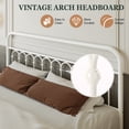 thumbnail image 5 of Amolife King Bed Frame, Metal Platform Bed with Vintage Curved Iron-Art Headboard, Easy Assembly, White, 5 of 6