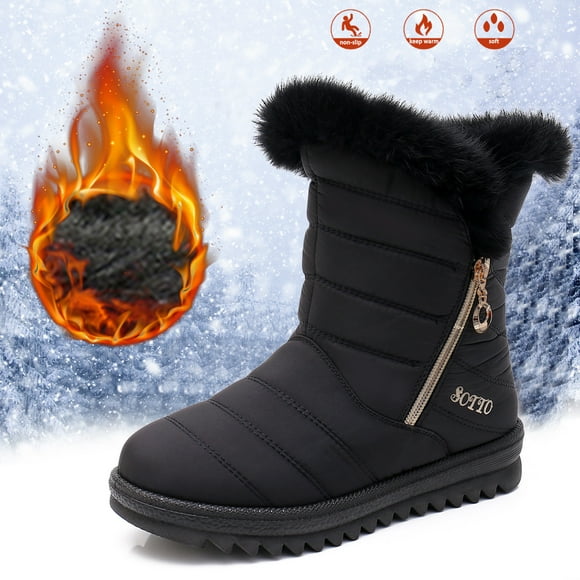 YOUSNH Snow Boots Winter Warm Boots for Women's Snow Boots Ankle Boots Warm Shoes Boots Women Boots Black 8.5