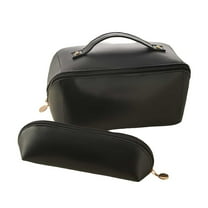 Accordion Pillow Makeup Bag PU Leather Travel Cosmetic Organizer Large Capacity Toiletry Wash Pouch