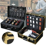 Anqidi Gold/Black Barber Case Stylist Hairdressing Toolbox Clipper Trimmer Organizer Metal Storage Box Portable Suitcase
