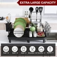 thumbnail image 5 of Extendable Dish Drying Rack - Dual Part Dish Racks with Drain Board, Adjustable Large Dish Drainer with Utensil Holder, Spatula Holder and Cutting Board Holder, X-Large 32.5-52 cm, Black, 5 of 5