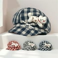 thumbnail image 4 of MOMOJIA Plaids Beret Hat Cats Bowknot Decors Octagonal Hat Women Teens Daily Headwear, 4 of 12