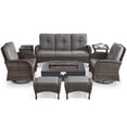 thumbnail image 3 of Opohoro 8-Piece Outdoor Patio Fire Pit Set with Sofa and Flat Arm, 43" Fire Pit Table, Propane Tank Cover for Deck Backyard, 3 of 20