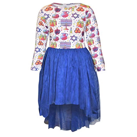 Unique Baby Girls Hannukah Dreidel Menorah Tutu Dress Outfit (3t, Hannukah)