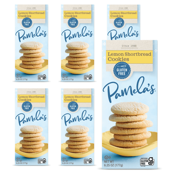 Pamela's Gluten Free Lemon Shortbread Cookies, 6.25 oz [Pack of 6]