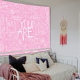 thumbnail image 3 of Quote You are Wall Tapestry, Inspirational Wall Art Positive Saying Wall Hanging White Tapestry for Teen Girl Bedroom Dorm - 51.2 x 59.1 Inches - Pink, 3 of 4