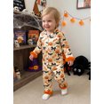 thumbnail image 4 of RUINIXCW Toddler Baby Girl Halloween Silk Stain Pajamas Set Kids Fall Sleepwear Ghost Pumpkin Fur Cuffs Long Sleeve Button Down Shirt and Pants Set Homewear Loungewear 1-6 Years, 4 of 9