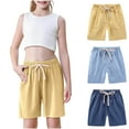 thumbnail image 6 of Eltusu Girls Athletic Shorts, Breathable Three Pieces Knee Length Elastic Waist Summer Shorts Yellow Size 2-3 T, 6 of 8