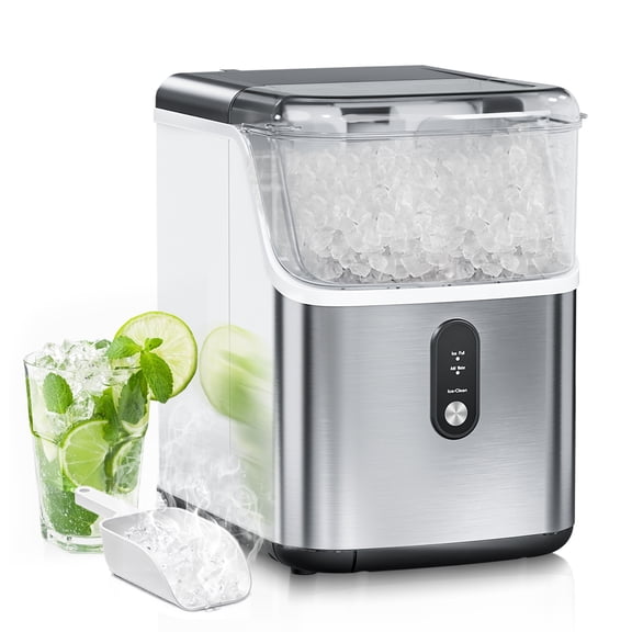 Dimedeal Countertop 33 lbs/Day Pebble Ice Maker, Chewable Portable Ice Machine with Self-Cleaning & LED Indicator for Home, Office, RV, Kitchen, Camping