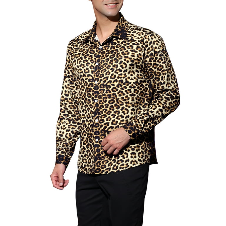 Lars Amadeus Men's Animal Print Shirt Long Sleeves Party Vintage Shirts