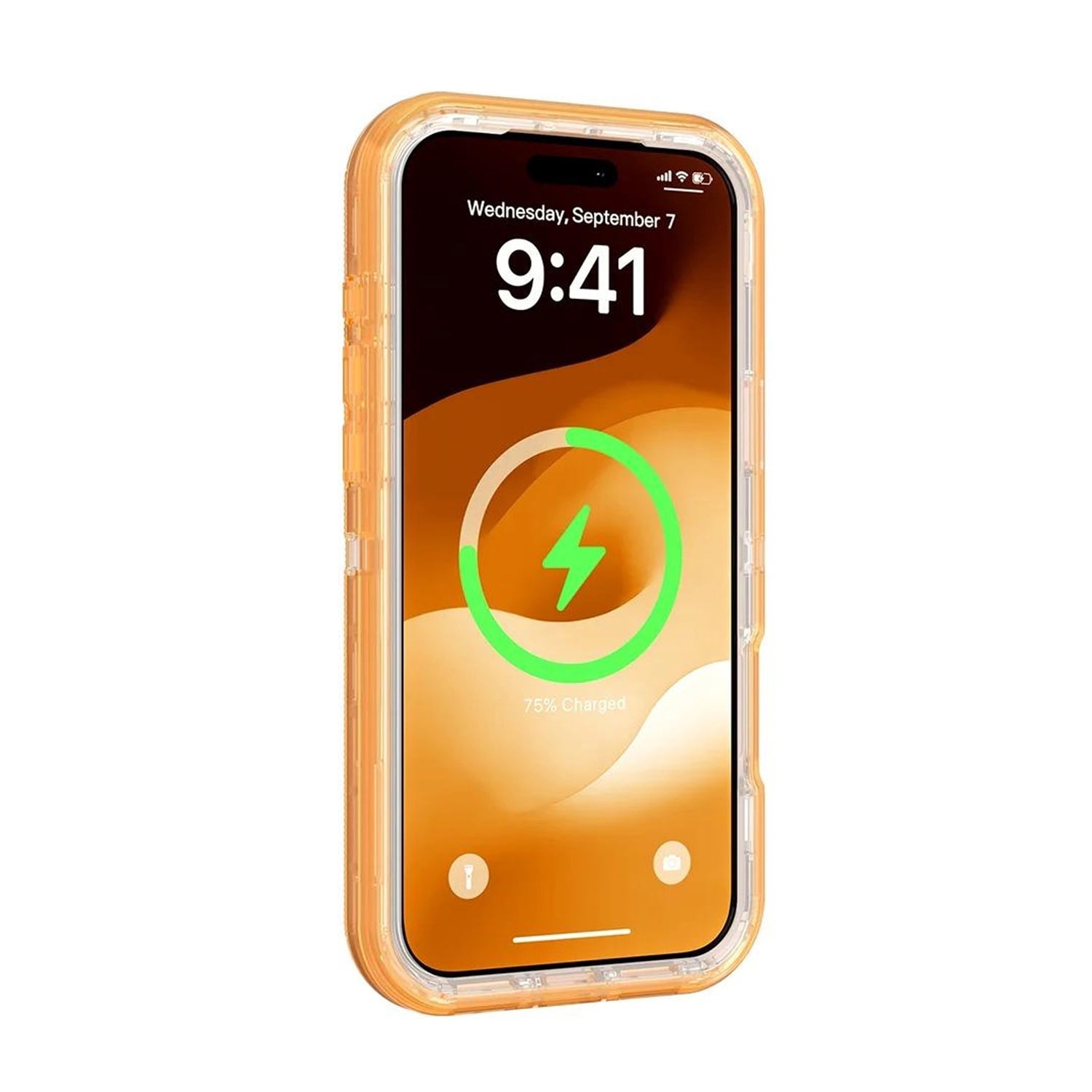 Wireless Charging Transparent Shockproof Case for iPhone 17 Pro Max - Orange