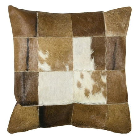 Rizzy Home hair on hide squares18" x 18"Leather / Cotton decorative filled pillow