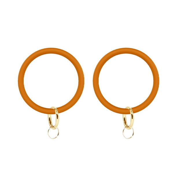 2 piezas pulsera de silicona círculo grande pulsera pulsera llavero anillo llave colgante accesorios para mujeres damas (naranja)