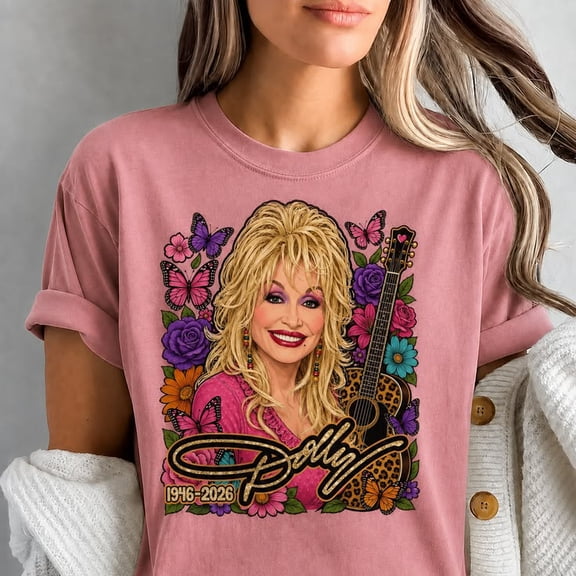 Dolly 1946-2026 Retro Country Music Graphic T-Shirt, Floral Butterfly Western Unisex Tee