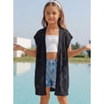 thumbnail image 4 of Rggeeun Toddler Girls Blouse Boho Hollow Out Design Soft Breathable Knit Cardigan Large Flowy for Summer Evening Party Kawaii Tops,Black,6-8 Years, 4 of 9
