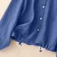 thumbnail image 5 of Edvintorg Womens Jacket Cotton and Linen Long Sleeve Casual Coat Lightweight Hooded Button Down Outerwear with Pocket Clothes for Women Blue L, 5 of 9