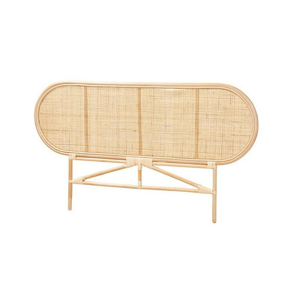 bali & pari Bohemian Natural Brown Rattan Queen Size Standalone Headboard