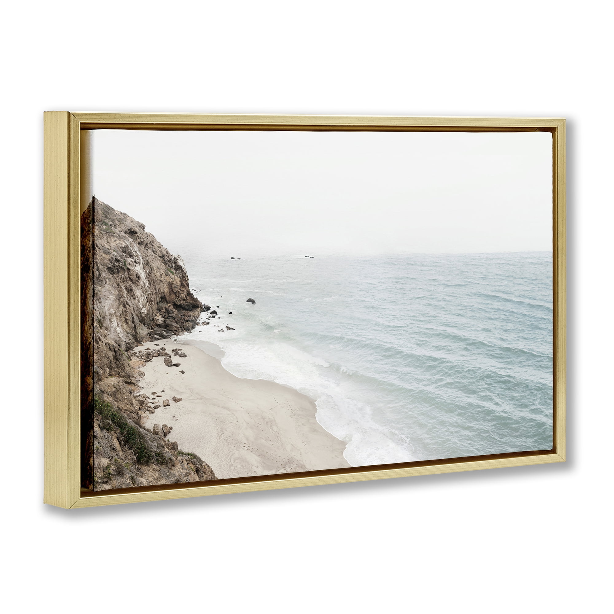 Stupell Industries California Coast Cliffs Nautical & Beach Photography Gold Floater Framed Canvas Art Print Wall Art, 25 x 17