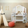 thumbnail image 3 of Patiojoy Children's Dressing Table Kid Size Vanity Mirror Unit w/ Tri-folding Mirror & Removable Top White, 3 of 9
