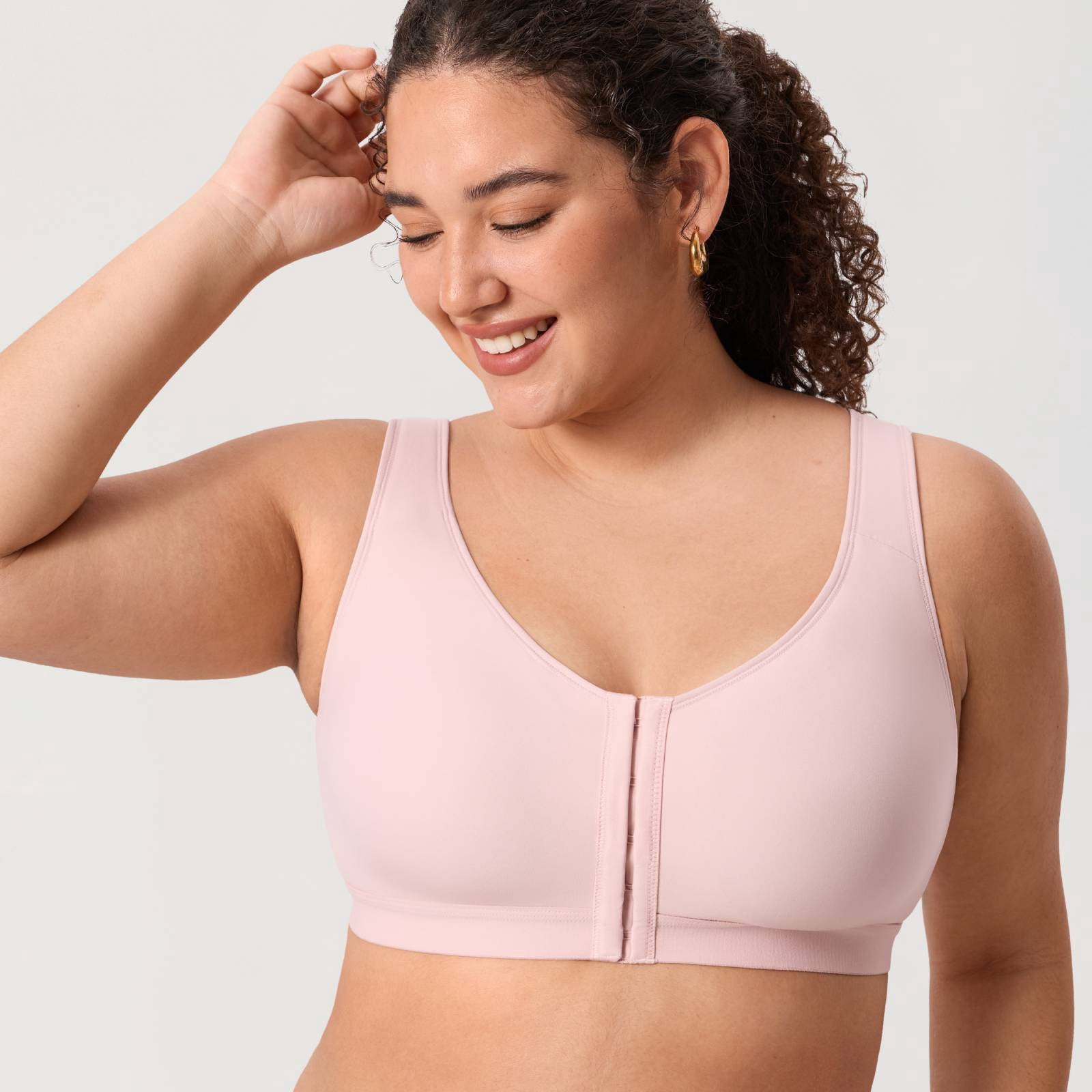 DELIMIRA Women's Posture Bra Front Closure Lightly Padded Plus Size Wireless Full Coverage Bras