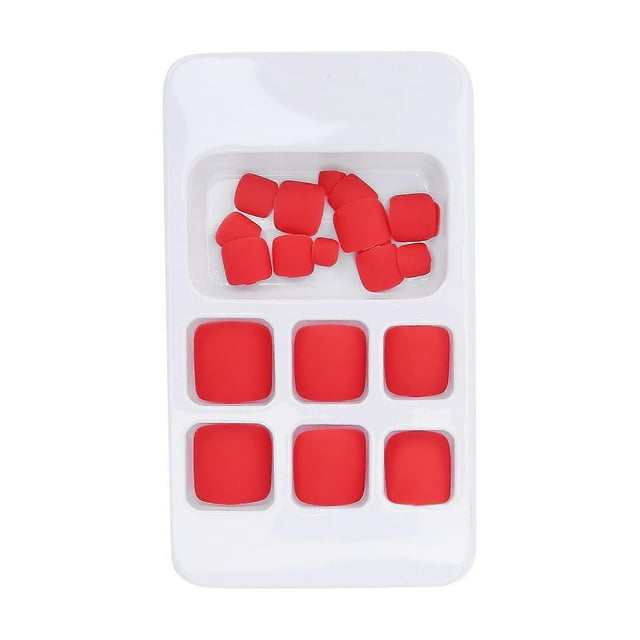 Lot de 24 faux ongles d'orteils de couleur unie, courts et carrés, pour femmes et filles, F154