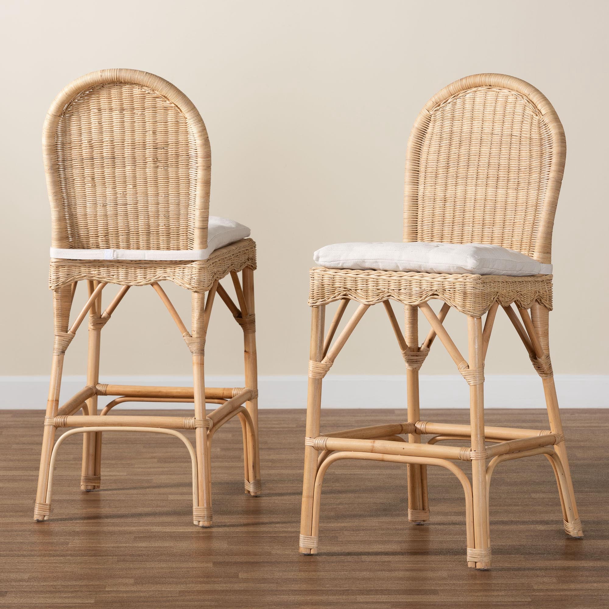 bali & pari Bilu Boho Bar Stool, 2-Piece, Natural