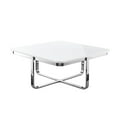 thumbnail image 4 of Chidia White Chrome Coffee Table - High Gloss Lacquer Finish Top, Polished Stainless Steel Base, X-Leg, 4 of 10