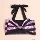 thumbnail image 3 of Conjunto de Bikini para niña bebé, traje de baño de rayas brillantes, Tops Halter para niños, pantalones cortos de cintura alta, traje de baño, ropa de playa, 12-18 meses, rosa Feliz Sencillez, 3 of 4