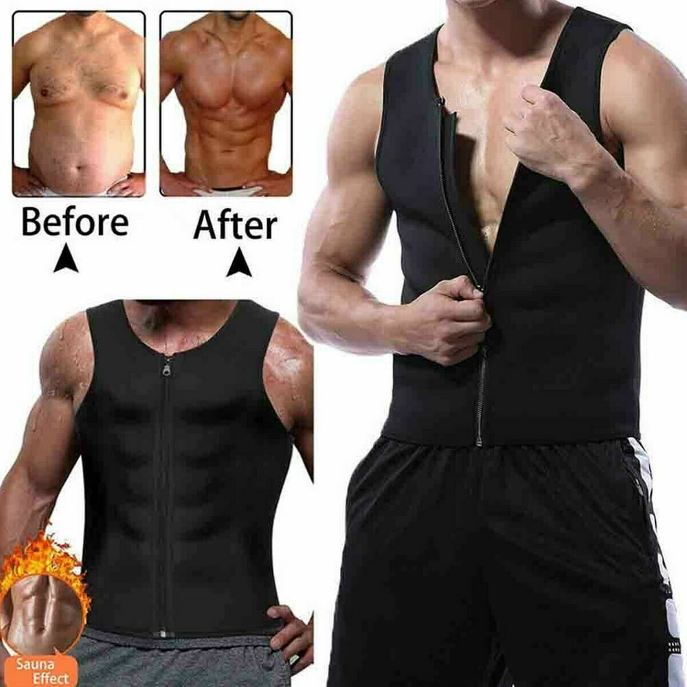 Mens Slimming BODY SHAPER Neoprene Weight Loss Vest Sweat Suit Sauna ...