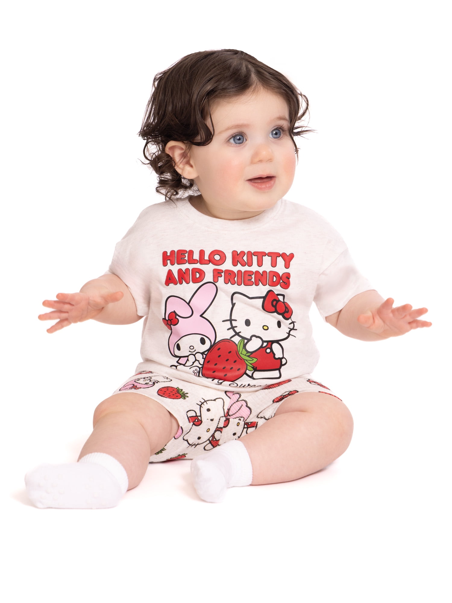 Hello Kitty Baby Girls Graphic Tee and Bike Shorts Set, 2-Piece, Sizes 0/3M-24M