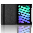 thumbnail image 2 of Case for iPad Mini 7 A17 Pro 2024/iPad Mini 6 2021 8.3 inch, Black Leather Folio Stand with Pencil Holder & Card Slot, Auto Wake/Sleep, 2 of 7