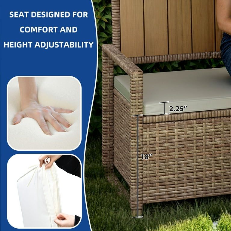 Outdoor rattan storage bench seat hotsell