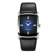 Men's Dress Sport Watch, Black Leather Strap